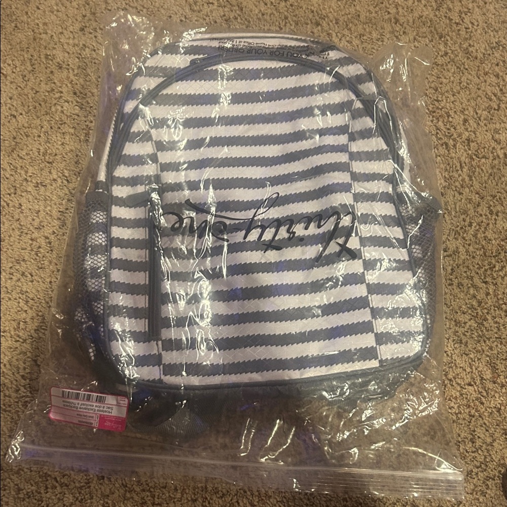 thirty-one Gray and White Striped Backpack
